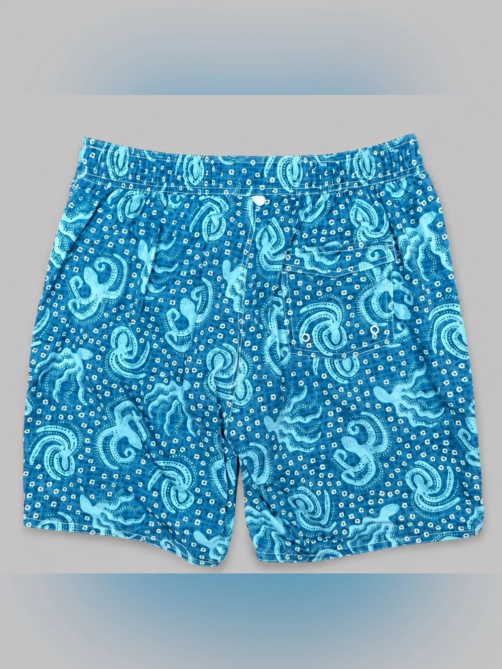 Johnnie-O Blue Octopus Print Swim Trunks Men’s Medium 7” Inseam Lined Drawstring